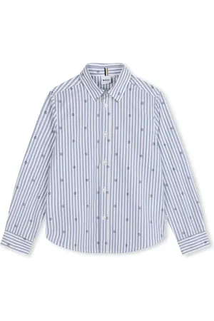 HUGO BOSS Logo-print striped cotton shirt