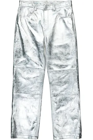 Marine Serre Metallic-finish leather trousers
