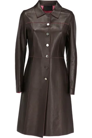Prada 2000s leather single-breasted coat