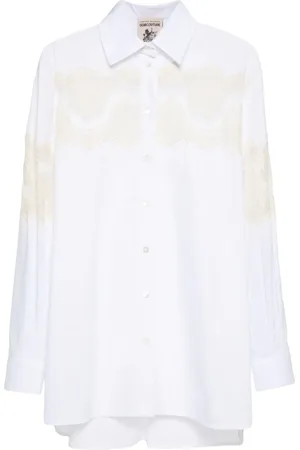 SEMICOUTURE Lace-panel shirt