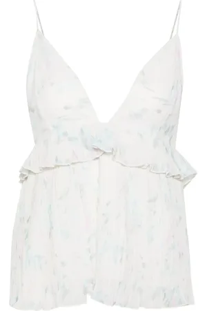 Ganni Floral-print spaghetti strap top