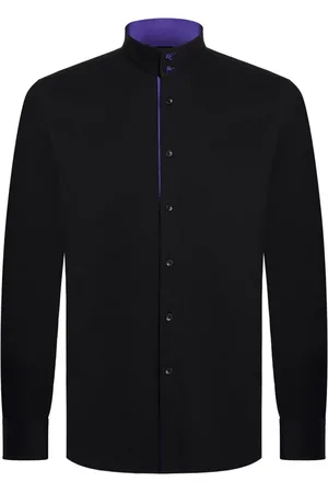 SHANGHAI TANG Cotton band-collar shirt