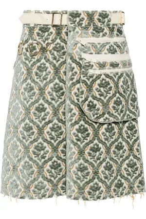 UNDERCOVER Kinkazann-weaving belted skirt