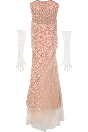 JEAN-LOUIS SABAJI Floral-appliqué long corset dress