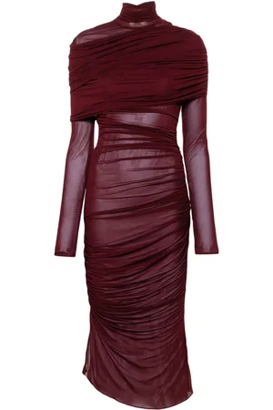 MUGLER Ruched midi dress
