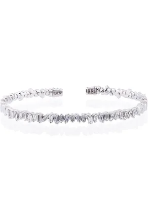 Suzanne Kalan 18K gold and diamond Fireworks Classic baguette bangle