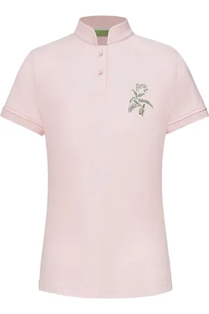 SHANGHAI TANG Floral-embroidery cotton polo shirt