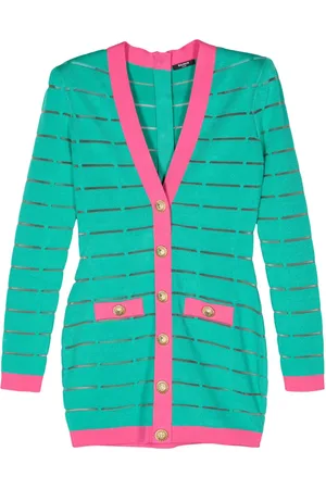 Balmain Button-embellishment knitted mini dress