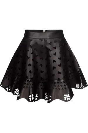 AREA Laser-cut leather miniskirt