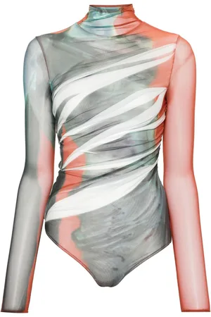 MUGLER Abstract print bodysuit