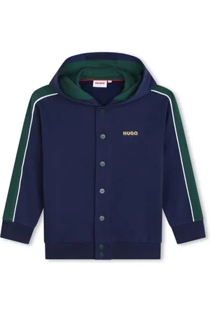 HUGO BOSS Panelled logo-print hoodie