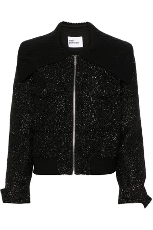 Self-Portrait Bouclé bomber jacket