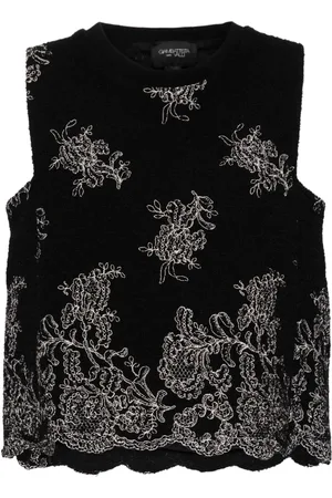 Giambattista Valli Floral-embroidered tank top
