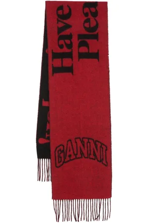 Ganni Fringed wool scarf