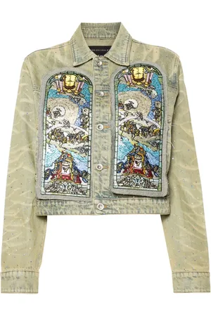 Who Decides War Rhinestone denim jacket