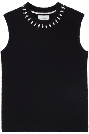 ST. JOHN Bead-embellished bouclé vest
