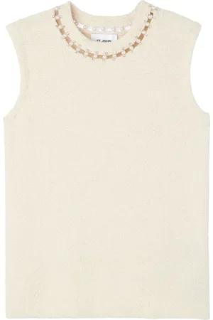 ST. JOHN Bead-embellished bouclé vest