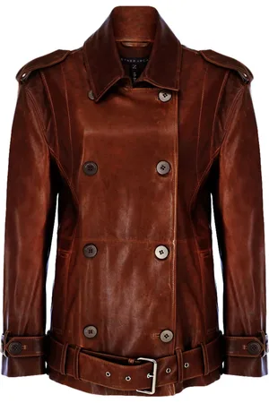 Zeynep Arcay Double-breasted leather biker jacket