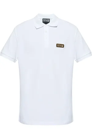 VERSACE Logo-plaque piqué polo shirt