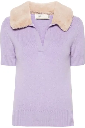 BLUMARINE Faux fur-collar knit top