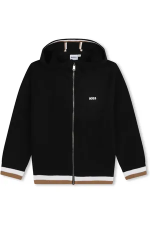 HUGO BOSS Stripe-detail zip-up hoodie