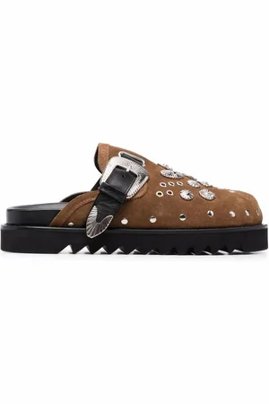 TOGA VIRILIS Stud-embellished buckled clogs