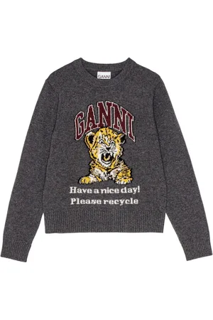 Ganni Intarsia-knit tiger jumper