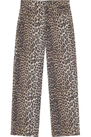 Ganni Leopard print denim trousers