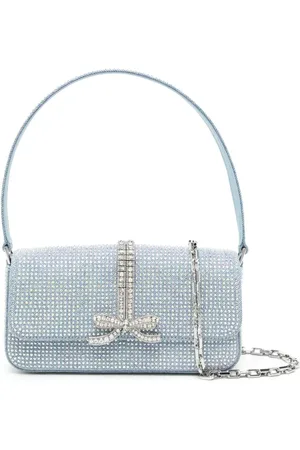 Self-Portrait Rhinestone-embellished denim bag