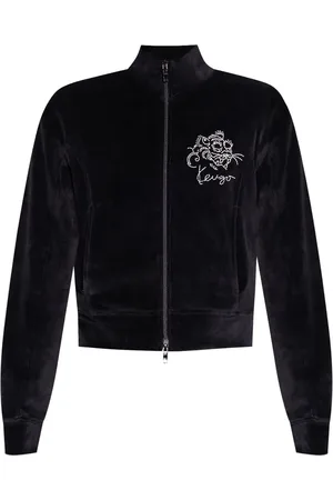 Kenzo Logo-embroidered velvet hoodie