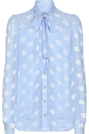 Dolce & Gabbana Pussy-bow collar semi-sheer shirt