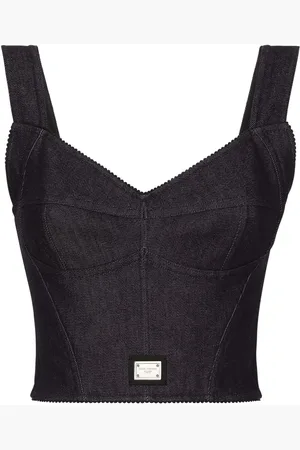 Dolce & Gabbana Logo-tag denim corset top