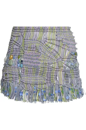Roberta Einer Fringed macramé miniskirt