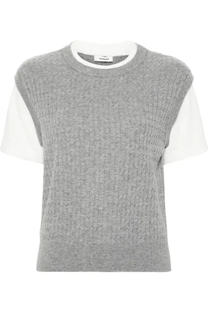 Sandro Layered cable-knit vest T-shirt