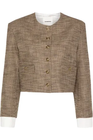 Sandro Houndstooth-pattern cropped jacket