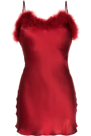 Gilda & Pearl Bibi feather-trim silk minidress