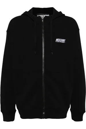 Moschino Logo embroidered zipped hoodie