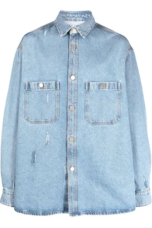 Hed Mayner Distressed-effect denim shirt