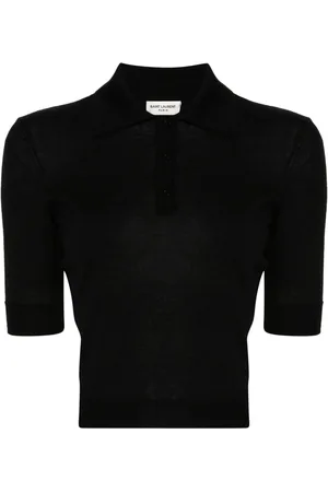 Saint Laurent Cassandre-embroidery polo top