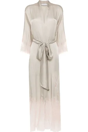 CARINE GILSON Calais-Caudry lace-trim silk robe