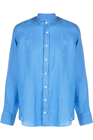 Hackett Logo-embroidered linen shirt