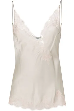 CARINE GILSON Calais-Caudry lace-trim silk camisole