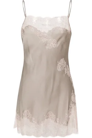 CARINE GILSON Lace-trim silk slip dress
