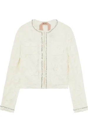Nº21 Crystal-embellished guipure lace jacket