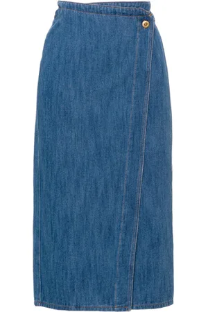FORTE FORTE Wrap denim midi skirt
