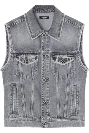VERSACE Frayed denim vest