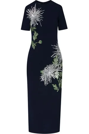 Oscar de la Renta Dandelion crystal-embroidered pencil dress