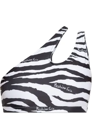 Moschino Zebra-print asymmetric bikini top