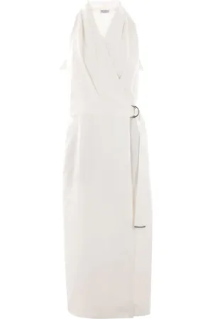 Brunello Cucinelli V-neck belted wrap dress