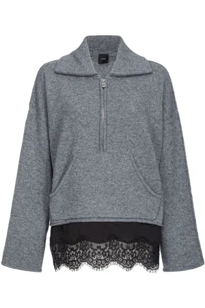 Pinko Lace-trim mélange-effect jumper